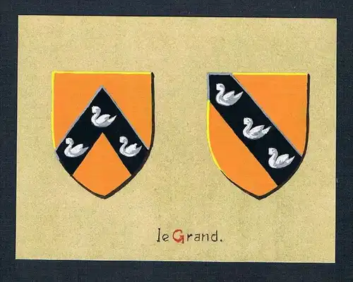 19. / 20. Jh. - le Grand Blason Aquarelle Wappen coat of arms Heraldik