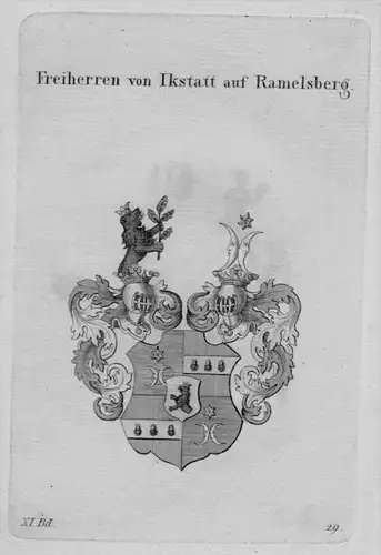 Ikstatt Ramelsberg Wappen Adel coat of arms Heraldik crest Kupferstich