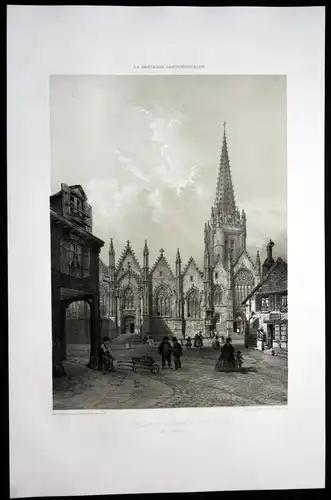 Eglise Notre Dame a Vitre - Vitre Ille-et-Vilaine Bretagne Lithographie