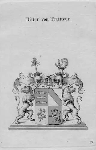 Traitteur Wappen Adel coat of arms heraldry Heraldik crest Kupferstich