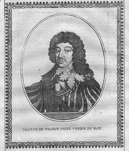 Gaston de France d'Orleans (1608-1660) Bourbon Portrait     gravure