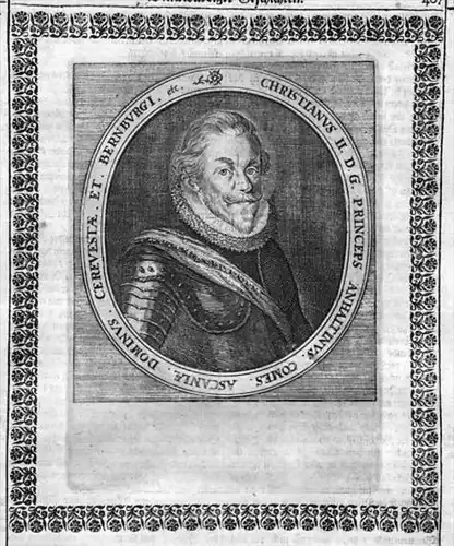 Christian II Anhalt-Bernburg Fürst Portrait Merian
