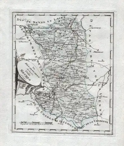 Das Departement der beyden Flüsse Sevres Nr. 793 - Deux Sevres Parthenay Bressuire Thouars Melle Noirt carte