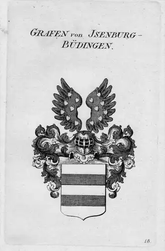 Isenburg-Bündingen Adel coat of arms heraldry Heraldik crest Kupferstich