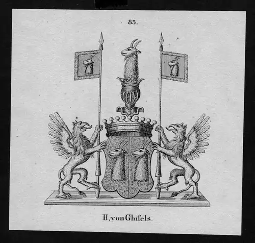 von Ghifels Wappen Adel coat of arms heraldry Heraldik Lithographie