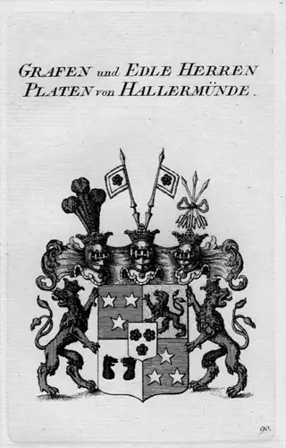 Platen Hallermünde Wappen Adel coat of arms heraldry Heraldik Kupferstich