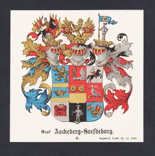. von Ascheberg-Soefdeborg Wappen Heraldik coat of arms heraldry Litho