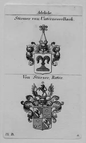 Stürmer Unternesselbach Stürzer Wappen coat of arm Heraldik Kupferstich