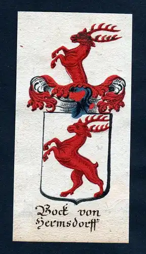 Bock von Hermsdorf Böhmen Wappen coat of arms Manuskript