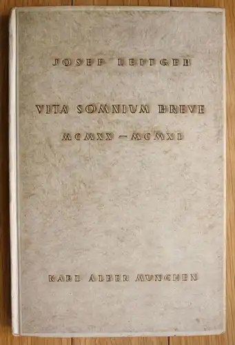 Josef Leitgeb Vita Somnium Breve Lyrik Gedichte  Verlag Karl Alber München