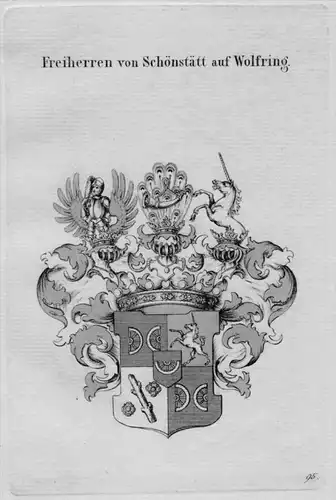 Schönstätt Wolfring Wappen Adel coat of arms heraldry Kupferstich