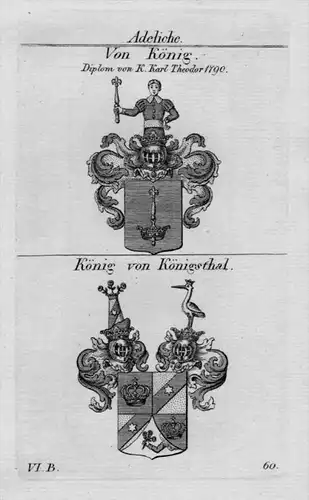 König Königsthal Wappen Adel coat of arms heraldry Heraldik Kupferstich