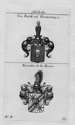 Barth Basselet Wappen Adel coat of arms heraldry Heraldik Kupferstich