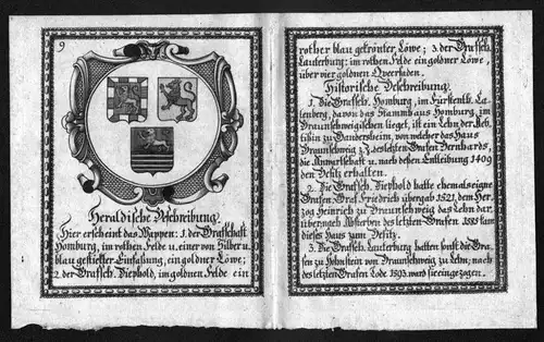Homburg Lauterburg Wappen Heraldik coat of arms heraldry Kupferstich