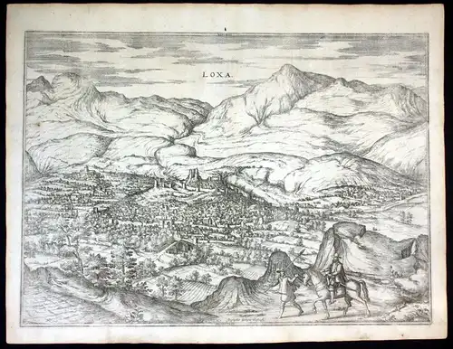 Loxa - Loja Espana Spain Braun Hogenberg map Plan engraving Kupferstich