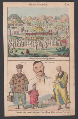 Indien India China Mönch Trachten costumes Lithographie lithograph