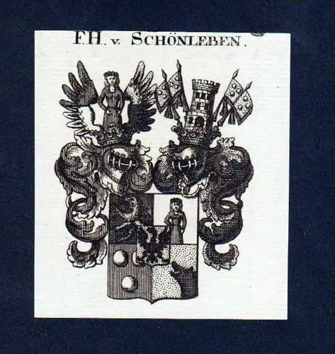 Freiherren von Schönleben Kupferstich Wappen Heraldik coat of arms