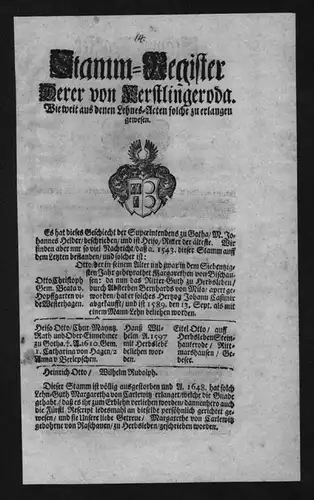 Kerstlingerode Kralach Hörselgau Stammbaum Ahnentafel Wappen coat of arms