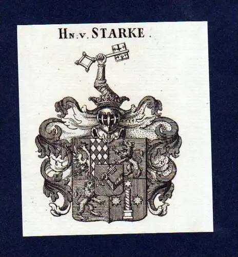 Herren von Starke Original Kupferstich Wappen engraving Heraldik crest
