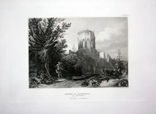 Samaria Ruine Jäger Palästina Israel Asien Asia engraving