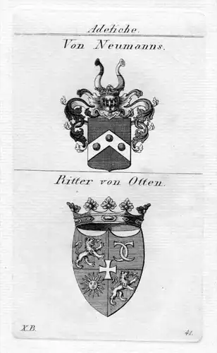 Neumann Otten Wappen Adel coat of arms heraldry Heraldik Kupferstich