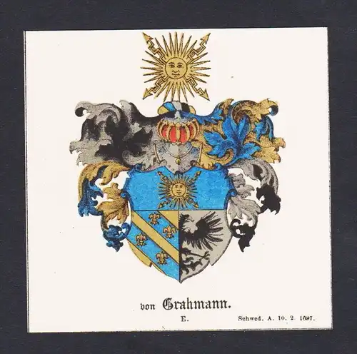 . von Grahmann Wappen Heraldik coat of arms heraldry Litho