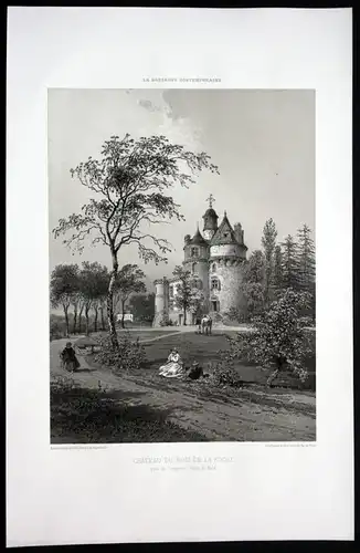 Chateau du Bois de la Roche - Guingamp Bretagne Frankreich France Lithographie