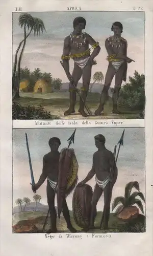 - Formosa Guinea island Negro people costume Lithograph Africa natives