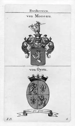 von Moreau Oyen Wappen Adel heraldry coat of arms Heraldik Kupferstich