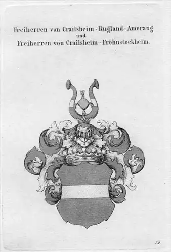Crailsheim Rugland Amerang Wappen Adel coat of arms heraldry Kupferstich