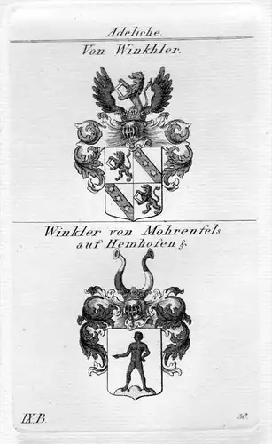 Winkhler / Winkler - Wappen Adel coat of arms heraldry Heraldik Kupferstich