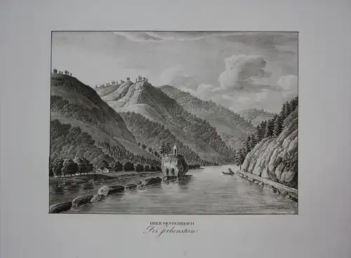 Jochenstein Donau Untergriesbach Original Lithographie Kunike