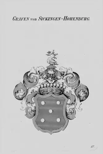 Sickingen Hohenburg Wappen Adel coat of arms heraldry Heraldik Kupferstich