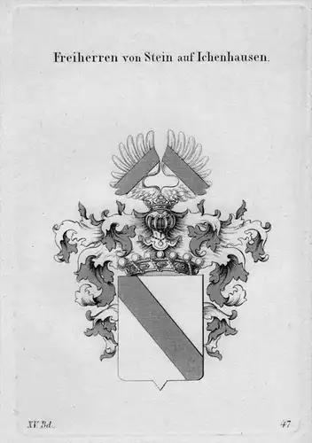 Stein Ichenhausen Wappen Adel coat of arms heraldry Heraldik Kupferstich