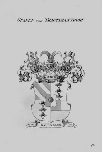 Trauttmansdorf Wappen Adel coat of arms heraldry Heraldik crest Kupferstich