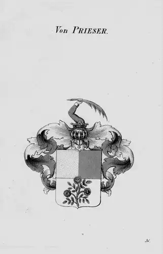 Von Prieser Wappen Adel coat of arms heraldry Heraldik crest Kupferstich