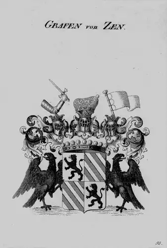 Zen Wappen Adel coat of arms heraldry Heraldik crest Kupferstich gravure