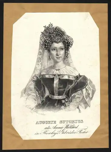 Auguste Sutorius Schauspielerin Lithographie Portrait Litho