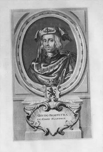 Guydo Dampetra - Gui de Dampierre (1226-1305) Guido I. von Flandern Flandre Vlaanderen Portrait gravure