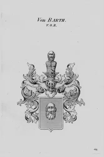 Von Barth Wappen Adel coat of arms heraldry Heraldik crest Kupferstich