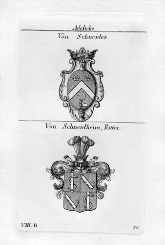 Schneider / Schneidheim - Wappen Adel coat of arms heraldry Heraldik Kupferstich