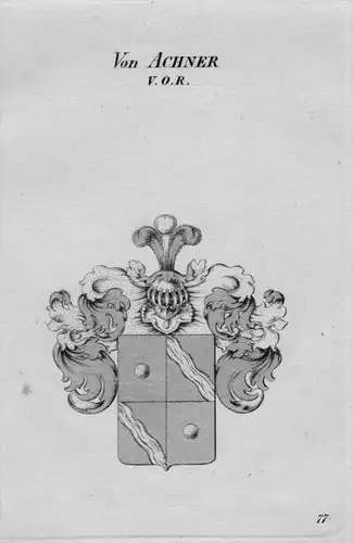 Von Achner Wappen Adel coat of arms heraldry Heraldik crest Kupferstich