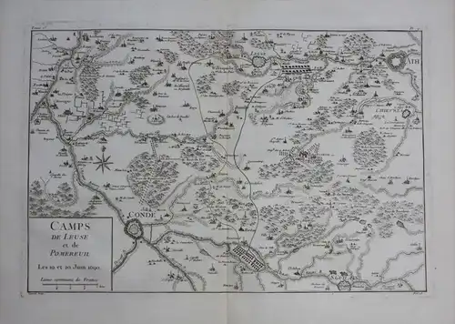Ath Leuze Vieux Conde Chievres Saint Ghislain map Karte Kupferstich gravure