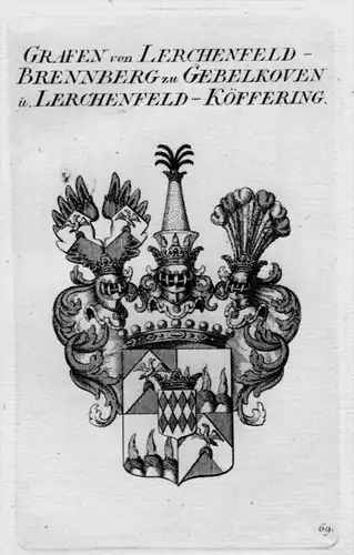 Lerchenfeld Brennberg Wappen Adel coat of arms Heraldik crest Kupferstich