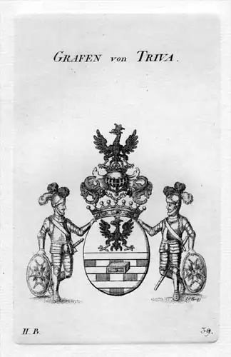 von Triva Wappen Adel coat of arms heraldry Heraldik Kupferstich