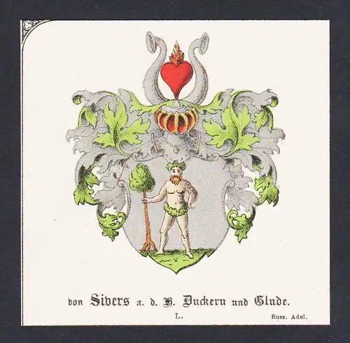 . von Sivers Duckern Glude Wappen Heraldik coat of arms heraldry Litho