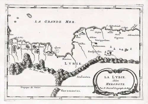 Libya Sirte Tripoli Africa Afrika map Karte Kupferstich Duval carte Orient