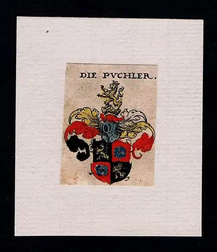 . - Puch Puchler Wappen Adel coat of arms heraldry Heraldik Kupferstich