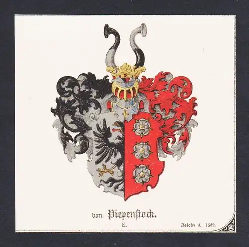 . von Piepenstock Wappen Heraldik coat of arms heraldry Chromo Lithographie