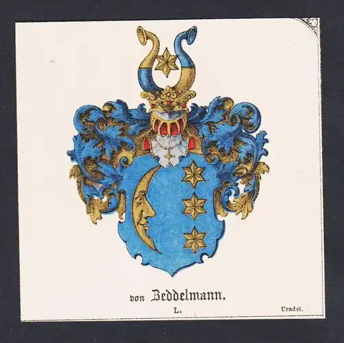 . von Beddelmann Wappen Heraldik coat of arms heraldry Litho